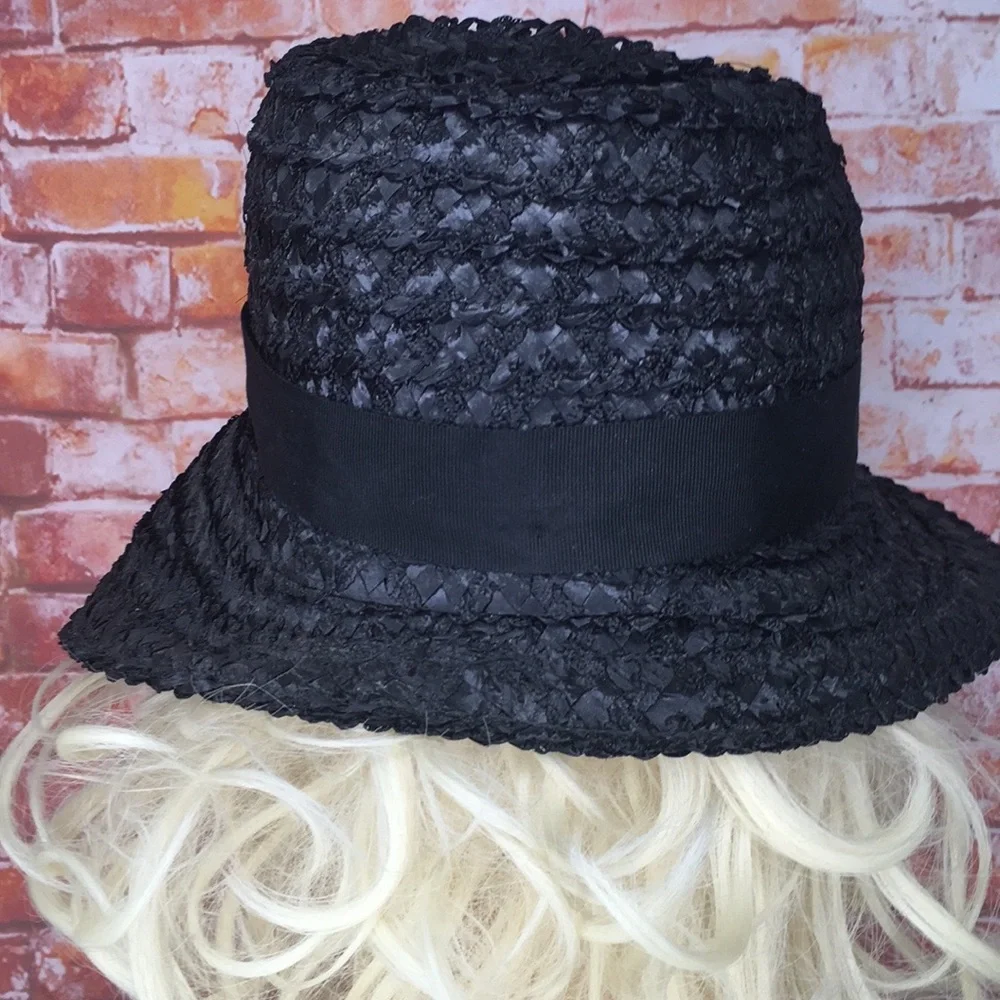 Dixie's Millinery Black Raffia SunHat and Hat Box
